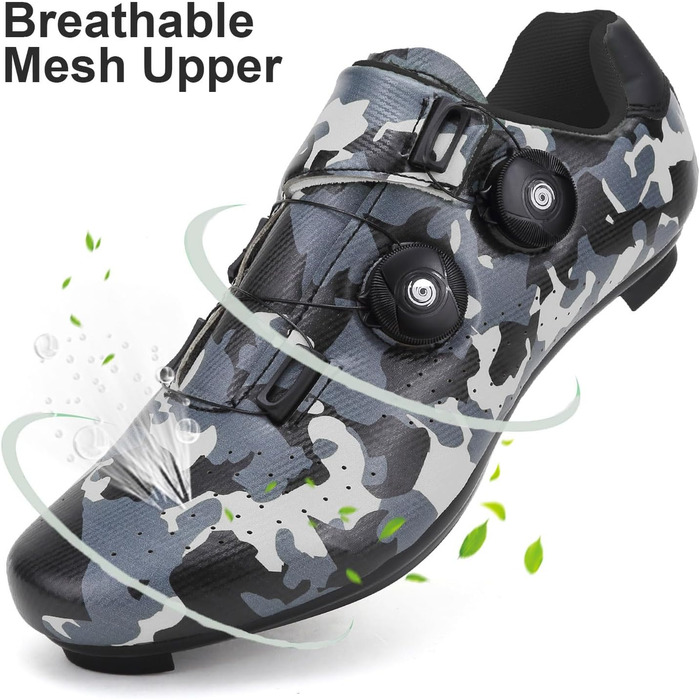 Чоловічі велосипедні туфлі для MTB, шосе та гірського велосипеда. Дихаючі велотуфлі, сумісні зі SPD/SPD-SL. Розмір 47 EU, камуфляж сірого кольору
