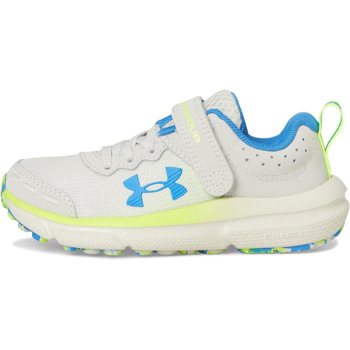 Дитячі кросівки Under Armour Assert 10 для хлопчиків, Pre School, чорно-білі, розмір 10.5 Toddler (110 Summit White High Vis Gelb Blau Atlantis)