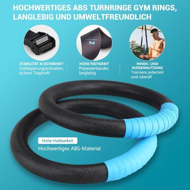Гімнастичні кільця Turnringe ABS для тренувань, нековзкі, з ременями, для дому та спортзалу, для підтягувань і кросфіту, для вулиці та приміщення