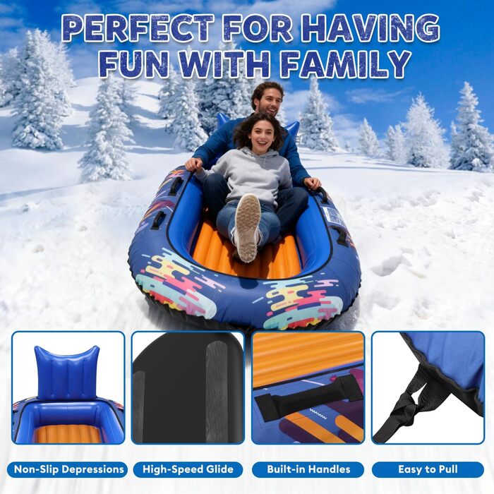 Надувний сніговий валянок Hyperzoo для двох осіб з посиленими ручками та спинкою