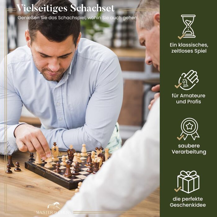 Шахи ROYAL Master of Chess, дерев'яні, ручної роботи, 35 см, з фігурами, великий шаховий набір для дітей і дорослих
