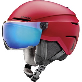 Лижний шолом ATOMIC Savor Visor Stereo з візором, червоний, максимальна амортизація, вентиляція Aircon, дзеркальна лінза, розмір L
