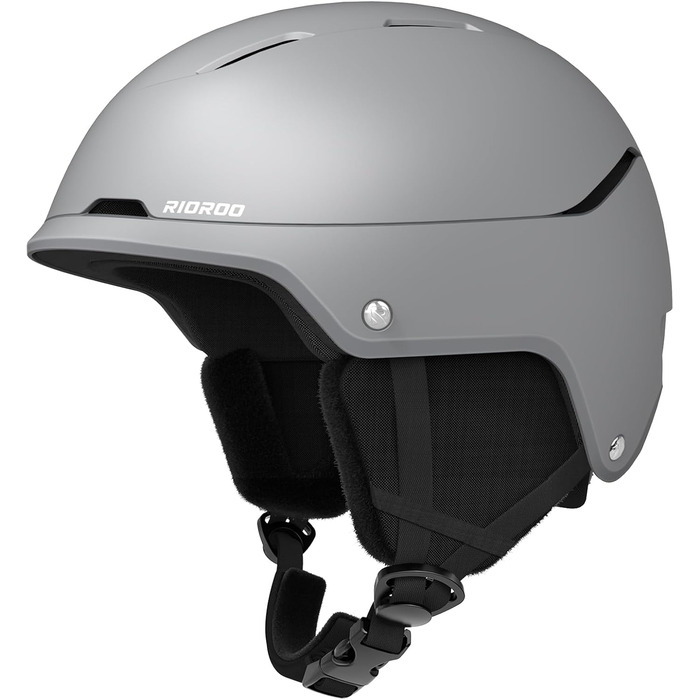 Шолом для сноуборду та лиж чоловічий/юнацький, регульований розмір, флусові навушники, вентиляційна система, сумісний зі склоначоком (Titanium metal ash, L)