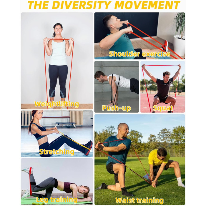 Набір еластичних стрічок FAOKZE для фітнесу, йоги, стрейчингу та силових тренувань (5 шт.)