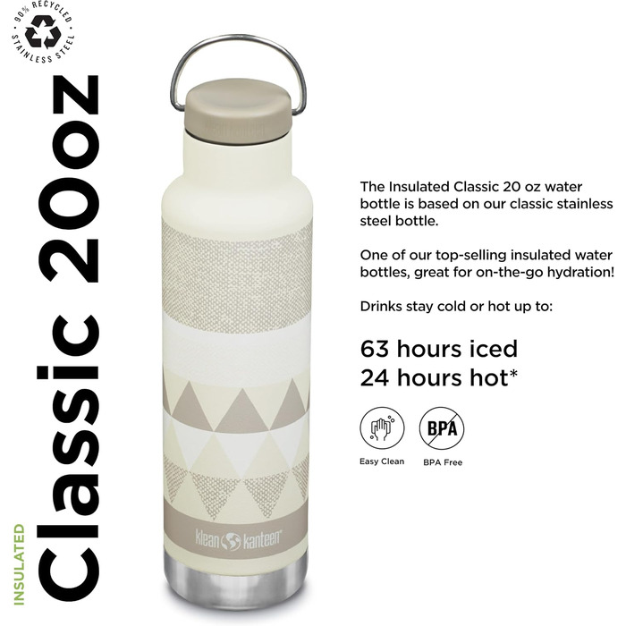 Пляшка для води Klean Kanteen Classic VI Salinen 592 мл, нержавіюча сталь