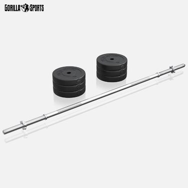 GORILLA SPORTS® Лава для жиму з гантелями 40 кг, 170 см штанга, тренажер для ніг, батерфляй, станція для віджимань, стійка для біцепса, фітнес-станція, силова станція з довгою штангою, чорна