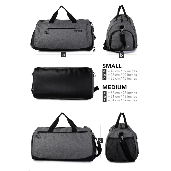 Спортивна сумка для подорожей Fitgriff з відділенням для взуття та вологих речей, сіра, 58 x 31 x 31 см (M) — універсальна сумка для фітнесу та тренувань