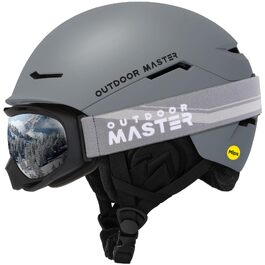 Шолом для гірських лиж та сноуборду OutdoorMaster ELK MIPS з OTG-маскою, матовий сірий, розмір M