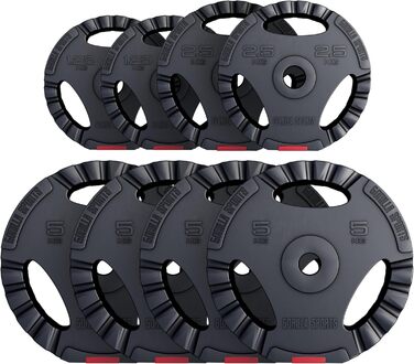 Диски для штанги GORILLA SPORTS, набір 27,5 кг, трихват, пластик, діаметр 30/31 мм