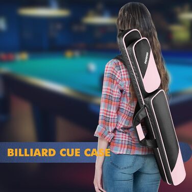 Чохол для більярдної кули (2x2) на 2 кули з кишенями на блискавці для аксесуарів, міцний, поліестер, з плечовим ременем та ручкою, м'який, для жінок та чоловіків (Рожевий/Чорний)