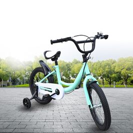 Дитяче велосипед 16 дюймів з додатковими колесами для хлопчиків та дівчаток, спортивний, зелений
