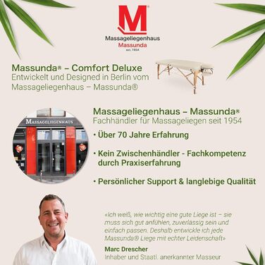 Масажне ліжко MASSUNDA Deluxe – мобільне, складне, регульоване по висоті. Широке ліжко з масиву дерева, з підголівником, підлокітниками, подушкою (Чорний)