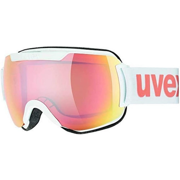 Унісекс лижна маска Uvex Downhill 2000 CV, біла/рожево-оранжева, універсальний розмір, захист від ультрафіолету