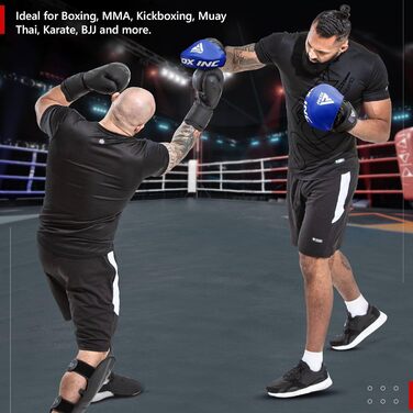 Лапи для боксу та MMA RDX, шкіра Maya Hide, чорні-білі, тренувальні пади для ударів, кікбоксинг, муай-тай, тхеквондо, стандартний розмір