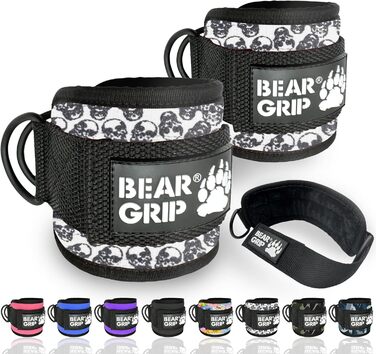 Петлі для ніг BEAR GRIP з неопрена з хутром, подвійне кільце з нержавіючої сталі, регульовані, для тренування пресу, сідниць і ніг, аква, пара