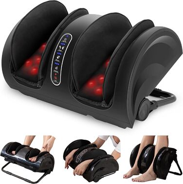 Електричний  масажер для ніг і литок  Snailax Shiatsu з підігрівом, роликовий масажер для зняття болю, подарунок для чоловіків та жінок, чорний