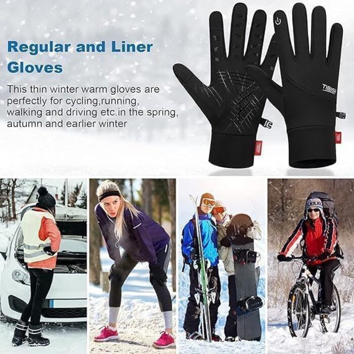 Терморукавички чоловічі та жіночі: для їзди на велосипеді, спорту, походів, катання на лижах, мотоциклів. Рукавички-грілки, підкладки. Чорний колір, розмір L (ST01)