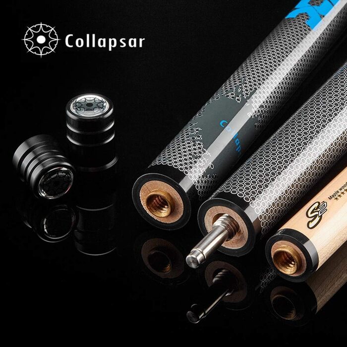 Біліардний кий Collapsar XP Jump Break 58 дюймів, 3 частини, горіх, шар з клена, швидке з'єднання, 19.5/20 OZ, блакитний