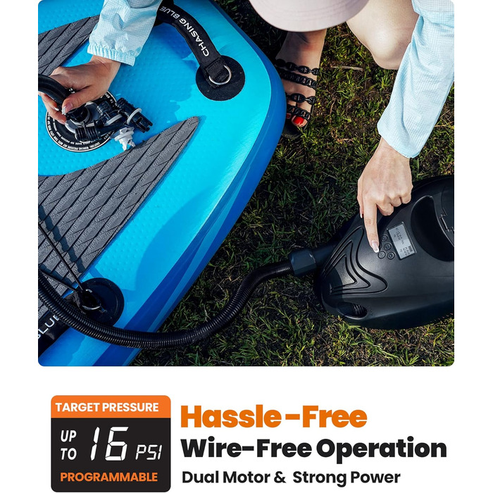 Насос для SUP дошки OutdoorMaster 6000mAh: електричний, акумуляторний, 16PSI, автоматичне вимкнення
