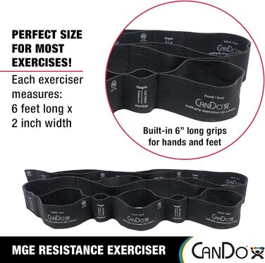 Еспандер-стрічка CanDo Multi-Grip для фітнесу, чорна, надсильна
