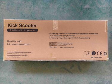 Дитячий складаний самокат з великими колесами 200 мм, дискові гальма, регульована висота, з ремінним ременем, для дітей 8-15 років (Білий)