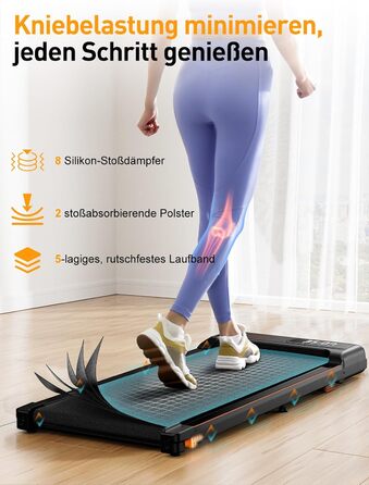 Walking Pad з нахилом 4% - компактний біговий тренажер для дому та офісу. Легкий, складаний, тихий, з LED-дисплеєм та пультом керування, потужність 2.5PS, чорний