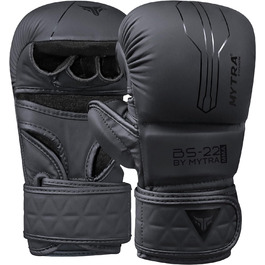 MMA рукавички Mytra Fusion для чоловіків та жінок, спаринг, відкрита дихаюча долоня, для кікбоксингу, греплінгу, кліткового бою, бойових мистецтв, розмір L-XL, чорні