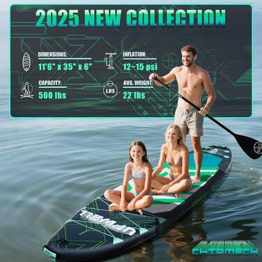 SUP дошка Upwell 350x89 см з сидінням, надувна для дорослих та підлітків, комплект (рюкзак, весло, ліш, помпа, плавники) Chipmech Green