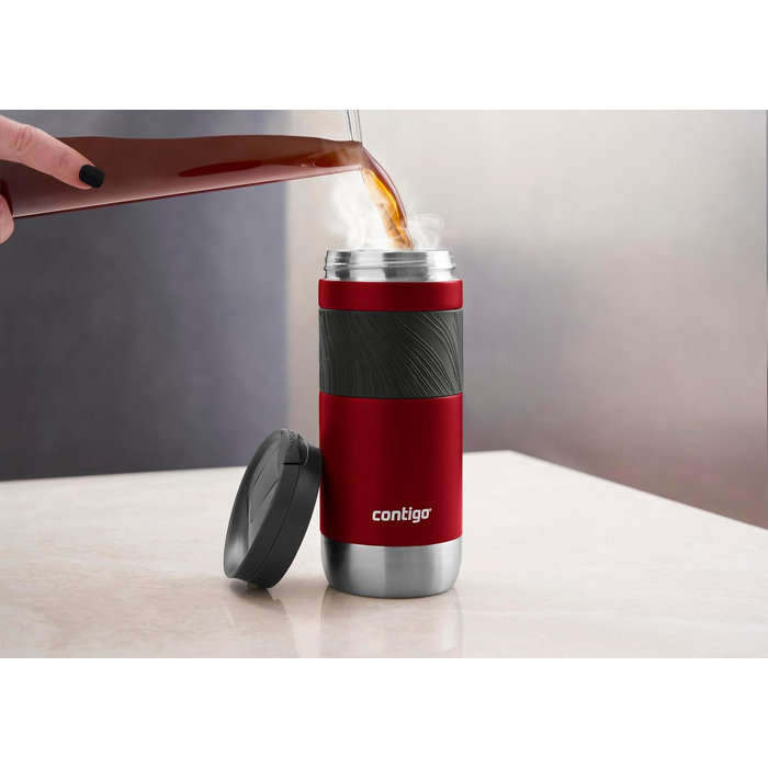 Термокружка Contigo Byron Snapseal 470 мл, червона - нержавіюча сталь, ізольована, герметична, для кави та напоїв to go, без BPA