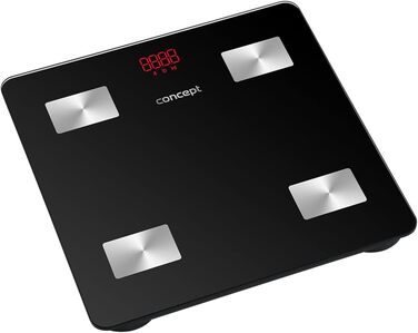 Концепт VO4001 – смарт-ваги для аналізу складу тіла з Bluetooth, додатком, LED-дисплеєм, діагностика жиру, м'язів, BMI, скляна платформа, до 180 кг