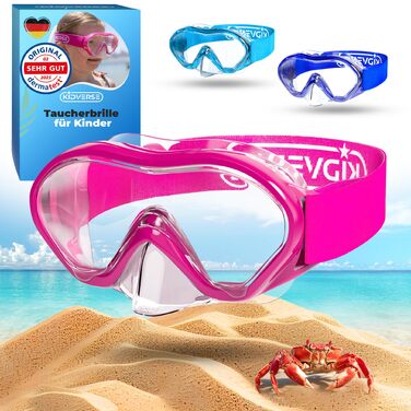 Набір для снорклінгу KIDVERSE для дітей - маска та трубка для дівчаток та хлопчиків (5-16 років). Маска з регульованим ремінцем, рожевий колір.