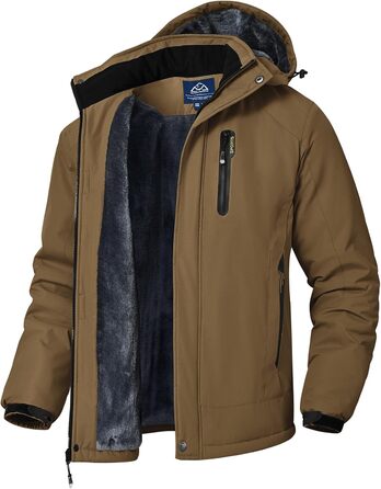 Чоловіча зимова куртка YSENTO, водонепроникна, з флісовою підкладкою, для активного відпочинку, софтшел, дихаюча, для катання на лижах та сноуборді з капюшоном (L, Кофе)
