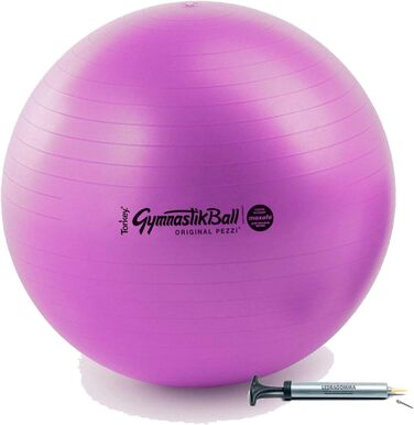 Фітбол Tonkey PEZZI Ball 75 см, фіолетовий, з насосом, гімнастичний м'яч для фітнесу та йоги