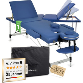 Масажний стіл HABYS Sofia Light Massageliege: складаний, дерев'яний, 2 зони, 185x60 см, до 250 кг, з підлокітниками, підголовником, сумкою, сертифікат MDR, бежевий (блакитний)