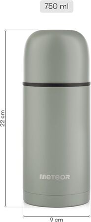 Термос із нержавіючої сталі METEOR 1 л і 750 мл, BPA-free, із двома чашками, термочашка для дітей і дорослих, термопляшка ізоляційна, колір хакі