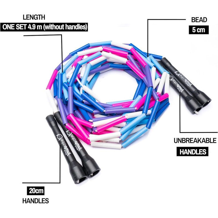 Стрибкове канат Double Dutch BEAD, 4.9 м, чорний (для дівчат)