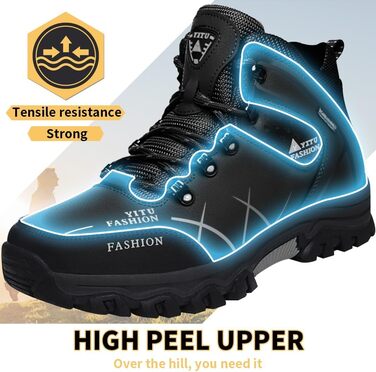 Чоловічі трекінгові черевики Littleplum: зручні, дихаючі, з теплою підкладкою, антиковзаючі, високі, спортивні, чорні, 40 EU