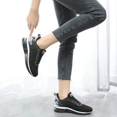 AFFINEST Легкі кросівки для бігу та спорту жіночі, чорні, сітка, антиковзаюча підошва, амортизація, розмір 42 EU