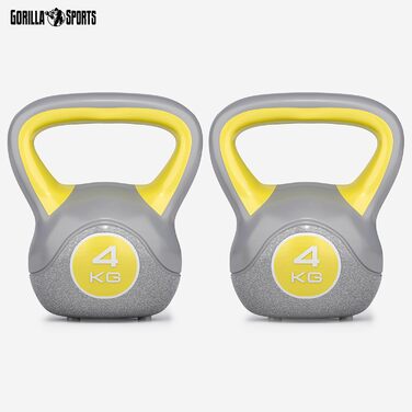 Гиря GORILLA SPORTS пластиковa, 2-20 кг, для фітнесу, окремо або набором