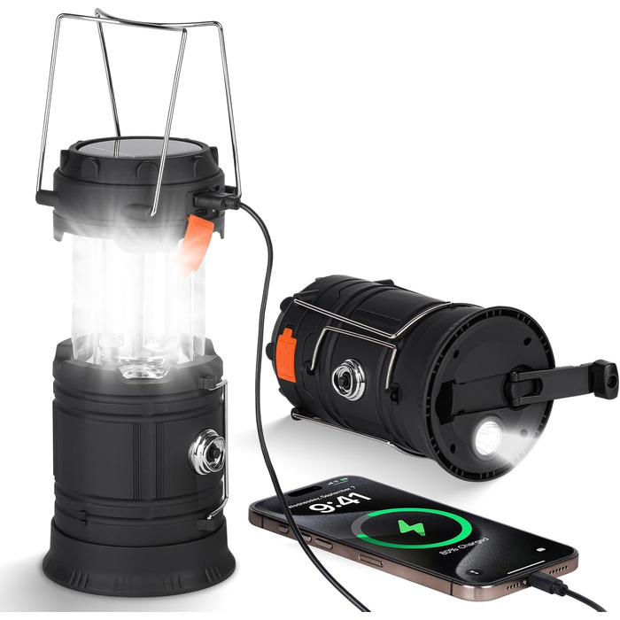 LED кемпінговий ліхтар HOTUT Solar, 3200 mAh, складаний, водонепроникний, з ручкою, USB, ручне заряджання, аварійне освітлення для туризму, риболовлі, SOS, відключень електроенергії 3 в 1