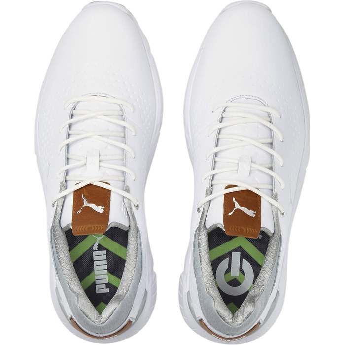 Чоловічі гольф-туфлі PUMA Ignite з натуральної шкіри White Silver Gray, 40.5 EU