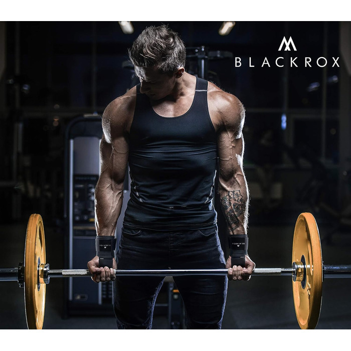 BLACKROX гачки для тяги V1 для пауерліфтингу, бодібілдингу, 2 шт, металеві гачки з м'якою фіксацією на зап'ястя, для важкої атлетики та кросфіту, чорні