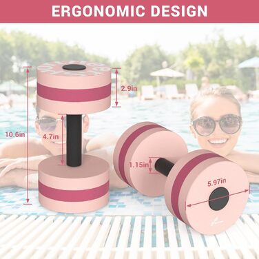 Sportneer Aqua Hanten (2 шт.) - Водні гантелі для аквааеробіки, аквафітнесу та аквабігу (Рожеві, L)