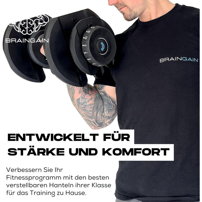 Регульовані гантелі BRAINGAIN, 15-17 кг, Smart-Click, антиковзний грип, 2 шт. по 40 кг