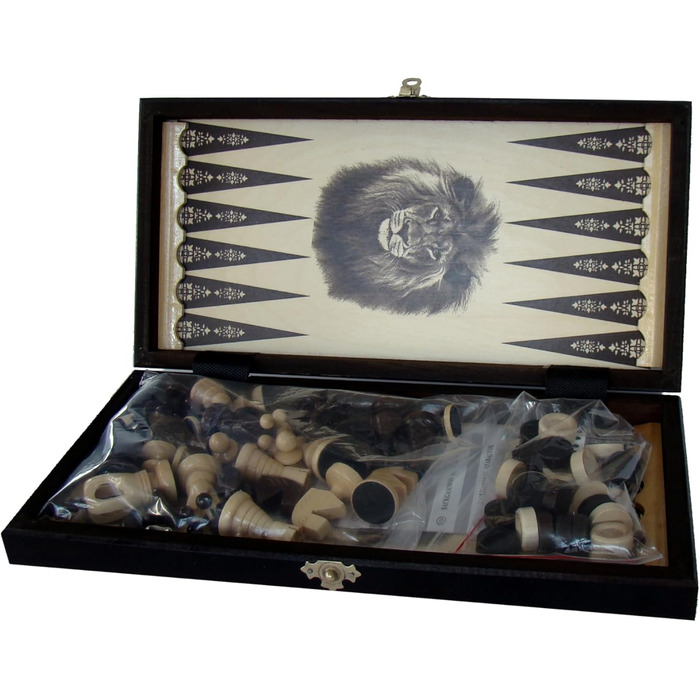 Набір шахів 3 в 1 Abio: шахи, шашки, нарди. Дерев'яне шахове поле 35,5x35,5 см. Якісний, складаний набір для дорослих.