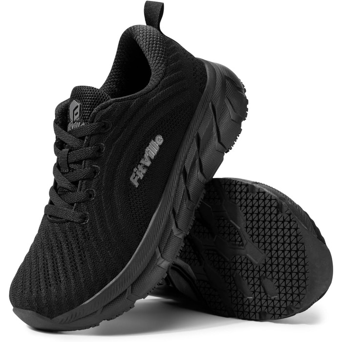 Кросівки для бігу FitVille чоловічі широкі, спортивні, легкі, кросівки для ходьби, чорні, 44 EU