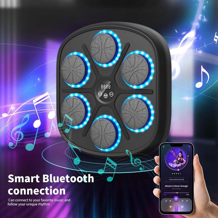 Музичний боксерський тренажер з LED підсвіткою та Bluetooth, 9 режимів швидкості, електронний бокс для дітей та дорослих, домашній фітнес 45 см