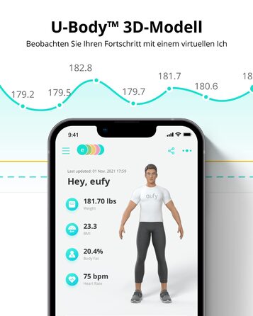Розумна вага eufy P2 Pro, цифрова ваги для визначення складу тіла, Wi-Fi/Bluetooth, 16 показників: вага, серцебиття, жир, ІМТ, м'язова та кісткова маса, чорна