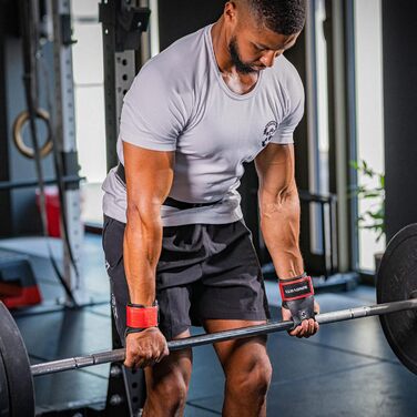 Стрічки для підтягування SINOVATI для силових тренувань: фітнес, кросфіт, бодібілдинг. З підкладкою для зап'ястя 7 мм, червоні