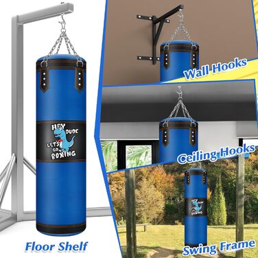 Дитячий боксерський мішок з підвіскою та рукавичками (блакитний, без наповнювача)